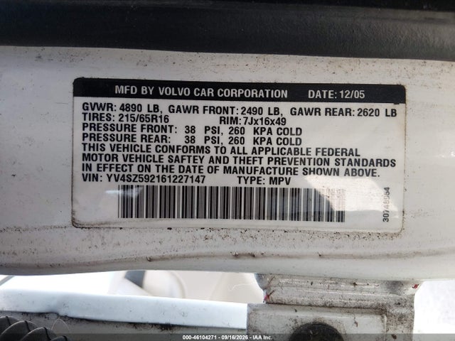 Продажа на аукционе авто 2006 Volvo Xc70 2.5t/volvo Ocean Race Edition, vin: YV4SZ592161227147, номер лота: 46104271