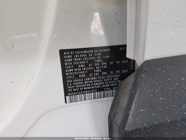 Aukcja sprzedaży 2017 Volkswagen Tiguan 2.0t/2.0t S, vin: WVGAV7AX7HK041974, numer aukcji: 46104284