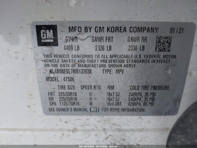 Продаж на аукціоні авто 2021 Buick Encore Gx Awd Select, vin: KL4MMESL7MB132638, номер лоту: 46104294