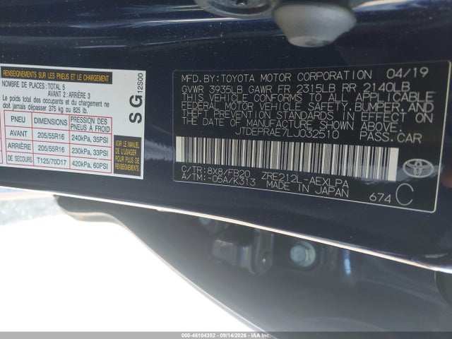 Продаж на аукціоні авто 2020 Toyota Corolla Le, vin: JTDEPRAE7LJ032510, номер лоту: 46104352