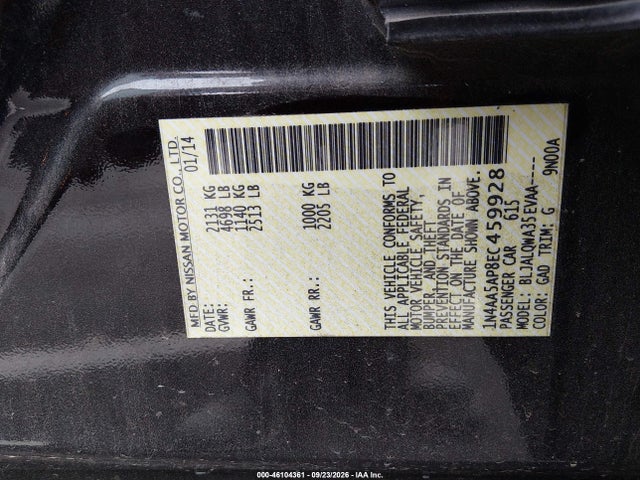 1N4AA5AP8EC459928 Nissan Maxima 3.5 S