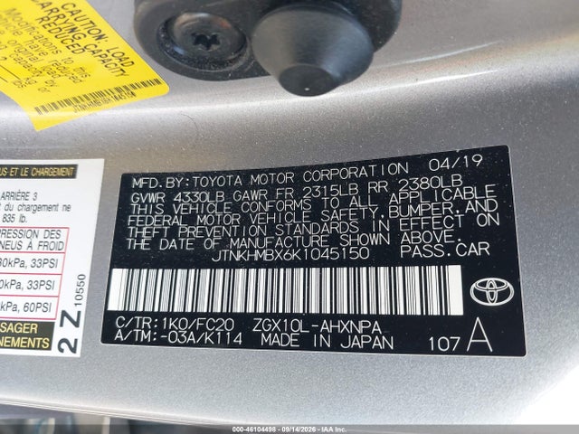 Toyota C-HR LE 2019 JTNKHMBX6K1045150 Image 9