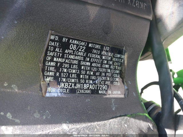 Продажа на аукционе авто 2023 Kawasaki Zx636 K, vin: JKBZXJH18PA017290, номер лота: 46104629