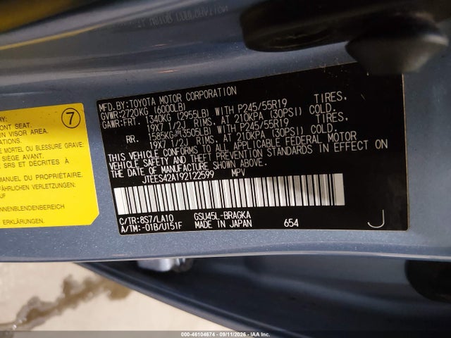 46104674 :رقم المزاد ، JTEES42A192122599 vin ، 2009 Toyota Highlander Limited مزاد بيع