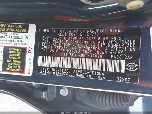 4T1BF1FK9HU417090 Toyota CAMRY SE