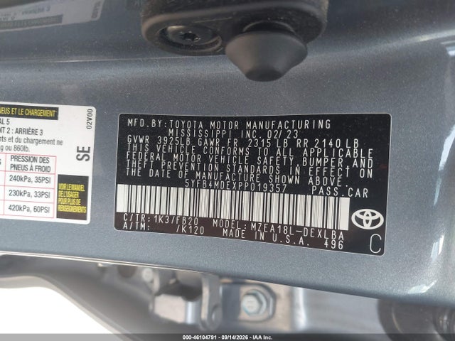 Aukcja sprzedaży 2023 Toyota Corolla Le, vin: 5YFB4MDEXPP019357, numer aukcji: 46104791