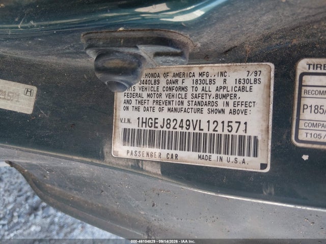 Aukcja sprzedaży 1997 Honda Civic Ex, vin: 1HGEJ8249VL121571, numer aukcji: 46104829