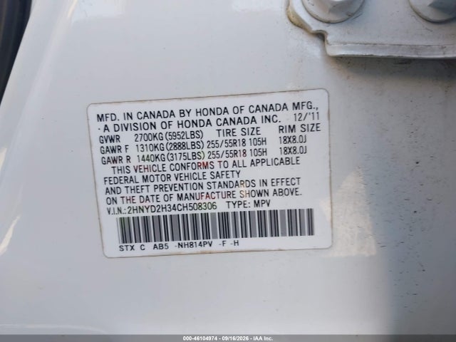 2012 Acura Mdx Technology Package მანქანა იყიდება აუქციონზე, vin: 2HNYD2H34CH508306, აუქციონის ნომერი: 46104974