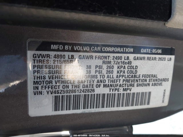 Продажа на аукционе авто 2006 Volvo Xc70 2.5t/volvo Ocean Race Edition, vin: YV4SZ592861242826, номер лота: 46104988