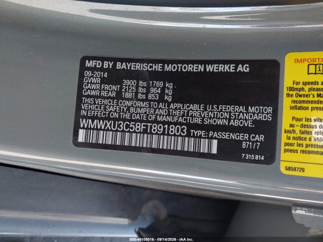 Продажа на аукционе авто 2015 Mini Hardtop Cooper S, vin: WMWXU3C58FT891803, номер лота: 46105016