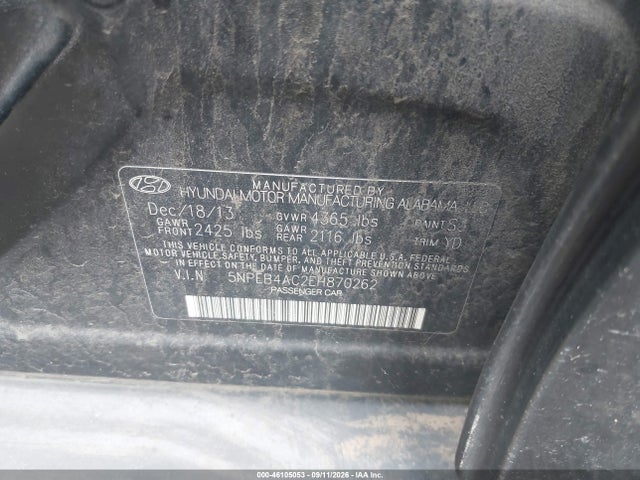 Aukcja sprzedaży 2014 Hyundai Sonata Gls, vin: 5NPEB4AC2EH870262, numer aukcji: 46105053