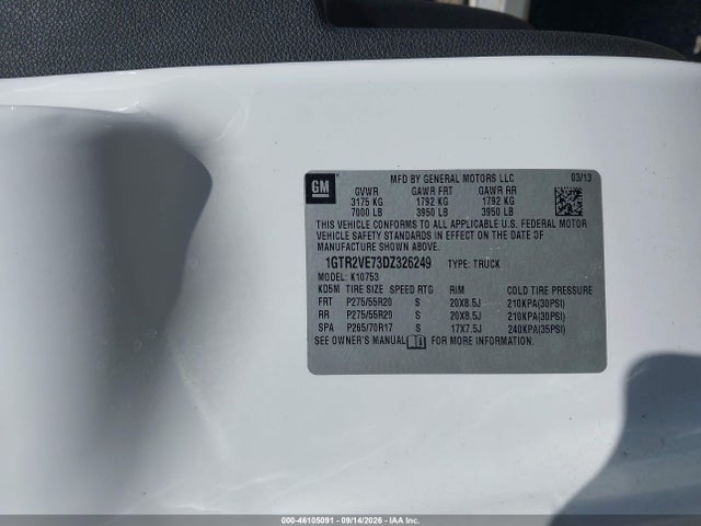 Продажа на аукционе авто 2013 Gmc Sierra 1500 Sle, vin: 1GTR2VE73DZ326249, номер лота: 46105091
