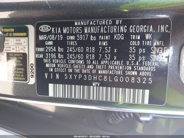Продажа на аукционе авто 2020 Kia Telluride Ex, vin: 5XYP3DHC8LG008325, номер лота: 46105121