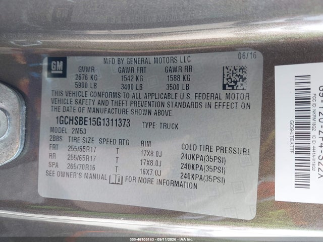 Chevrolet Colorado Wt 2016 1GCHSBE15G1311373 Image 9