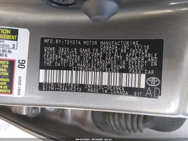 Toyota COROLLA LE 2017 2T1BURHE9HC792362 Image 9