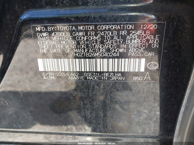 Продажа на аукционе авто 2021 Lexus Is 350 F Sport, vin: JTHGZ1B26M5040244, номер лота: 46105250