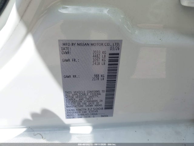 Продаж на аукціоні авто 2026 Nissan Altima Sv Awd, vin: 1N4BL4DW2TN325008, номер лоту: 46105273