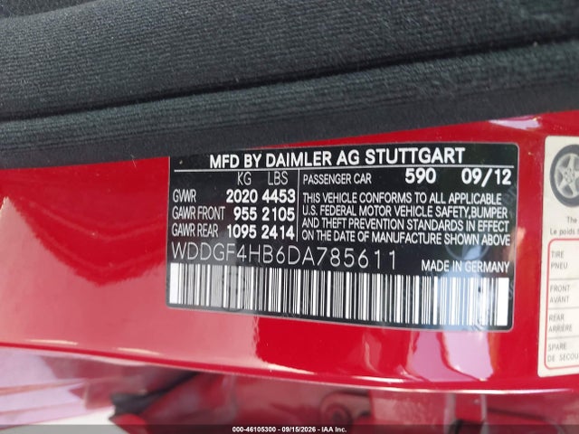 46105300 :رقم المزاد ، WDDGF4HB6DA785611 vin ، 2013 Mercedes-benz C 250 Sport مزاد بيع