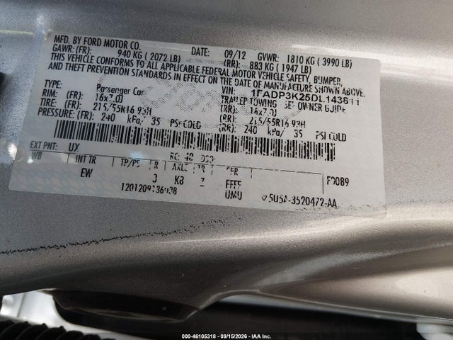 Продаж на аукціоні авто 2013 Ford Focus Se, vin: 1FADP3K25DL143811, номер лоту: 46105318
