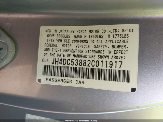 Aukcja sprzedaży 2002 Acura Rsx, vin: JH4DC53882C011917, numer aukcji: 46105366