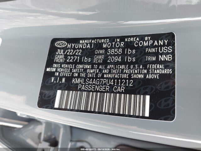 Aukcja sprzedaży 2023 Hyundai Elantra Sel, vin: KMHLS4AG7PU411212, numer aukcji: 46105372