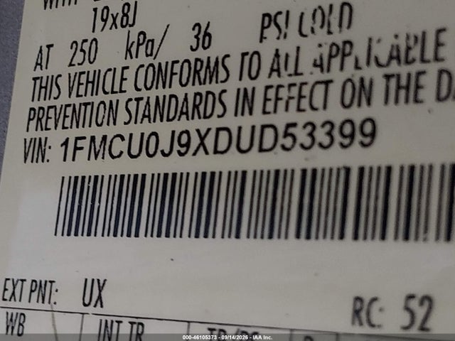 Auction sale of the 2013 Ford Escape Titanium, vin: 1FMCU0J9XDUD53399, lot number: 46105373