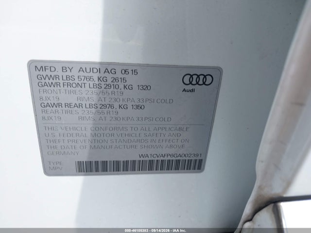 Продажа на аукционе авто 2016 Audi Q5 3.0 Tdi Premium Plus, vin: WA1CVAFP6GA002391, номер лота: 46105383