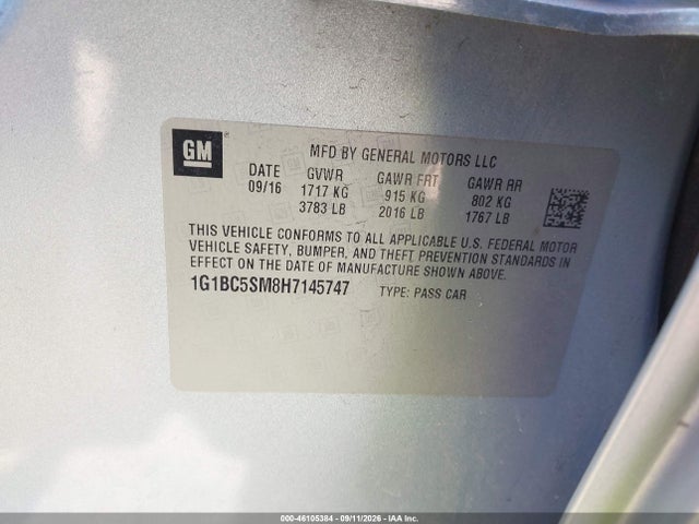 Продаж на аукціоні авто 2017 Chevrolet Cruze Ls Auto, vin: 1G1BC5SM8H7145747, номер лоту: 46105384