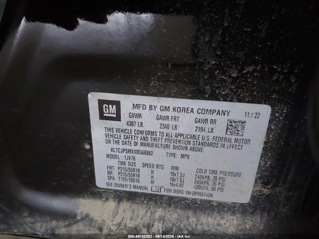 Продаж на аукціоні авто 2022 Chevrolet Trax Awd Lt, vin: KL7CJPSMXNB568882, номер лоту: 46105392