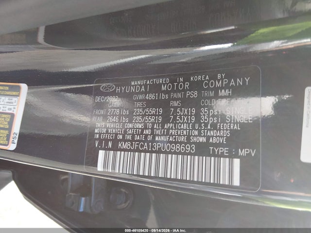 2023 Hyundai Tucson Hybrid Sel Convenience მანქანა იყიდება აუქციონზე, vin: KM8JFCA13PU098693, აუქციონის ნომერი: 46105420