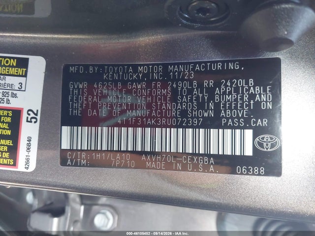 4T1F31AK3RU072397 Toyota Camry Hybrid Xle