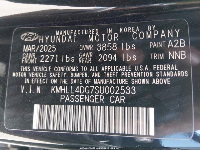 Aukcja sprzedaży 2025 Hyundai Elantra Se, vin: KMHLL4DG7SU002533, numer aukcji: 46105457