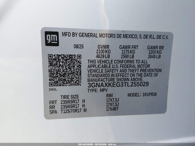 Продажа на аукционе авто 2026 Chevrolet Equinox Fwd Activ, vin: 3GNAXKEG3TL255029, номер лота: 46105498