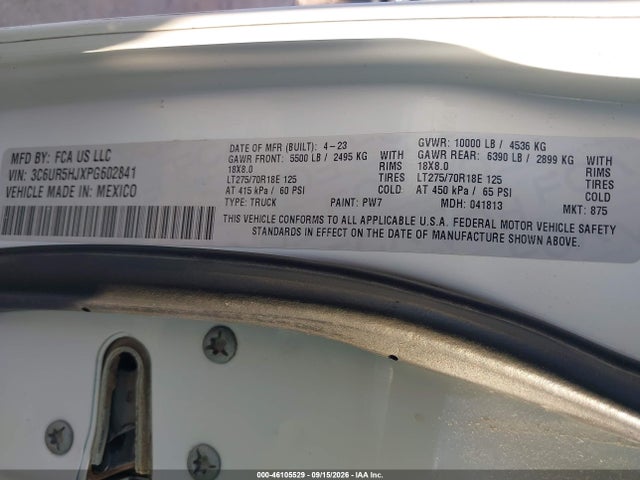 Продажа на аукционе авто 2023 Ram 2500 Tradesman  4x4 8' Box, vin: 3C6UR5HJXPG602841, номер лота: 46105529