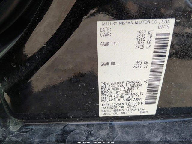 Продаж на аукціоні авто 2020 Nissan Altima Sr Fwd, vin: 1N4BL4CV6LN304459, номер лоту: 46105531