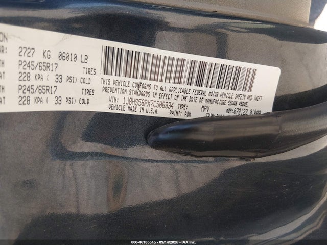 Продаж на аукціоні авто 2007 Jeep Grand Cherokee Limited, vin: 1J8HS58PX7C506934, номер лоту: 46105545