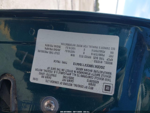 Продаж на аукціоні авто 1997 Chevrolet K1500 Fleetside, vin: 2GCEK19MXV1164413, номер лоту: 46105604