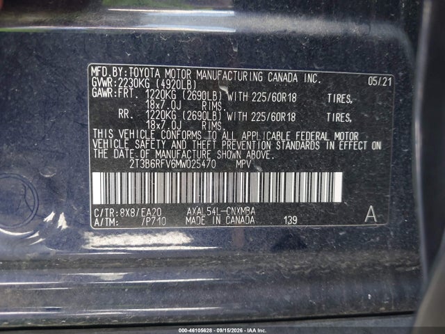 Aukcja sprzedaży 2021 Toyota Rav4 Hybrid Xle Premium, vin: 2T3B6RFV6MW025470, numer aukcji: 46105628