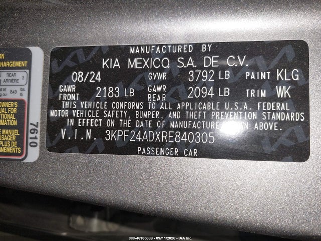 KIA Forte Lxs 2024 3KPF24ADXRE840305 Image 9