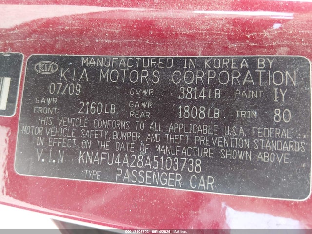 Продажа на аукционе авто 2010 Kia Forte Ex, vin: KNAFU4A28A5103738, номер лота: 46105703