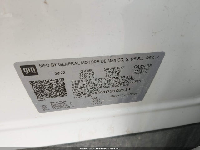 Продажа на аукционе авто 2023 Chevrolet Blazer Awd 3lt, vin: 3GNKBJR41PS102514, номер лота: 46105723