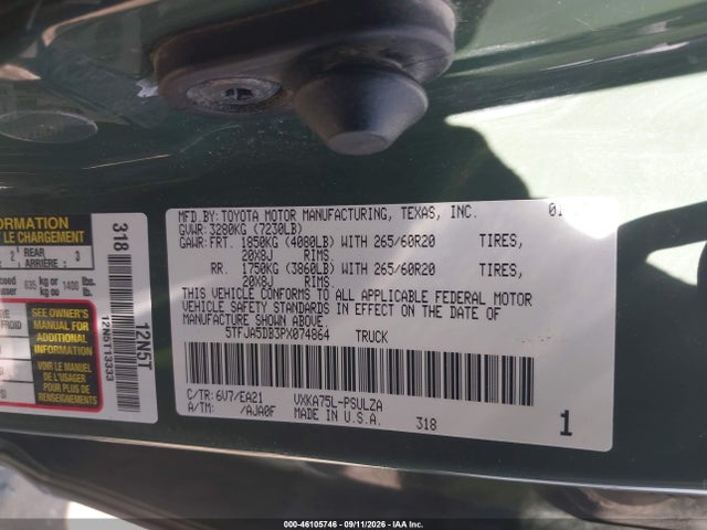 Toyota Tundra Limited 2023 5TFJA5DB3PX074864 Image 9