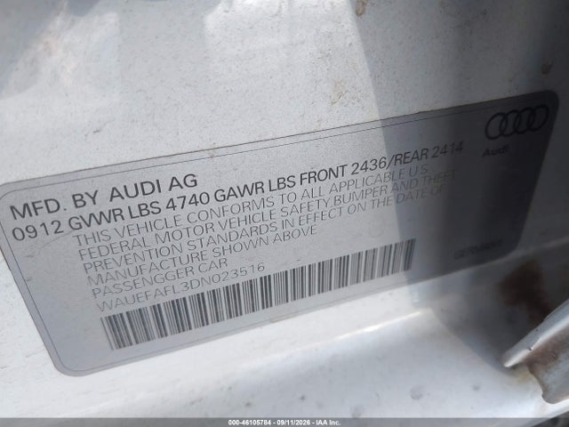 Продажа на аукционе авто 2013 Audi A4 2.0t Premium, vin: WAUEFAFL3DN023516, номер лота: 46105784