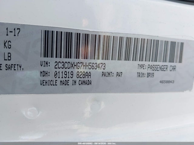 46105862 :رقم المزاد ، 2C3CDXHG7HH563473 vin ، 2017 Dodge Charger Sxt Rwd مزاد بيع