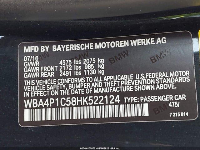BMW 440I 2017 WBA4P1C58HK522124 Image 9