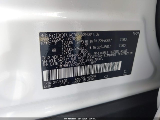 2025 Toyota Rav4 Hybrid Xle მანქანა იყიდება აუქციონზე, vin: JTMRWRFV1SD286773, აუქციონის ნომერი: 46105888