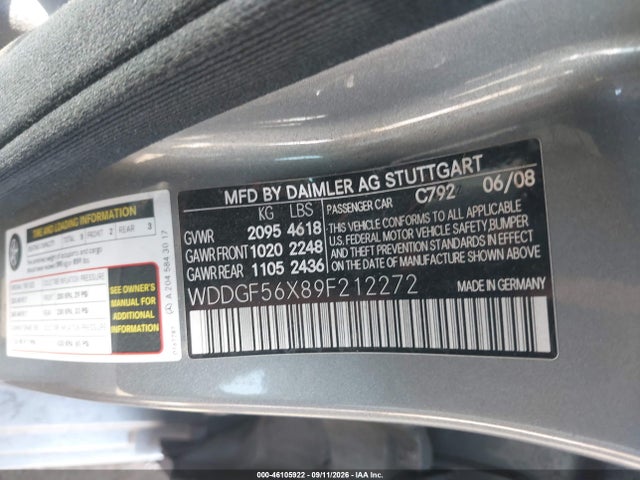 Продажа на аукционе авто 2009 Mercedes-benz C 350 Sport, vin: WDDGF56X89F212272, номер лота: 46105922