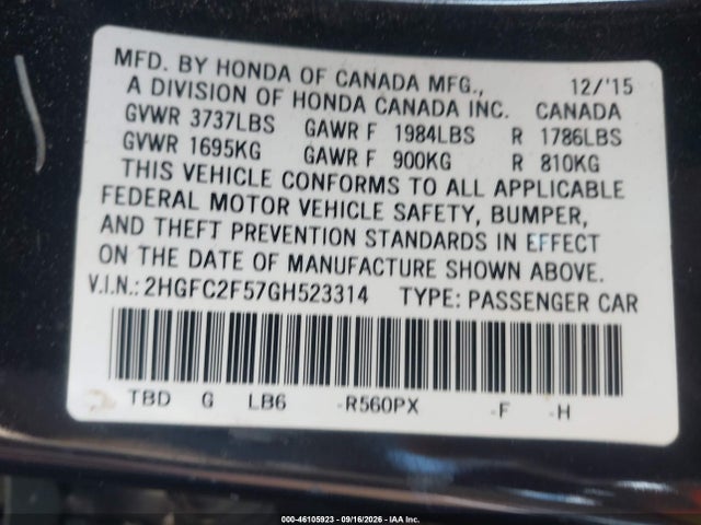 Honda Civic Lx 2017 2HGFC2F57HG523314 Image 9