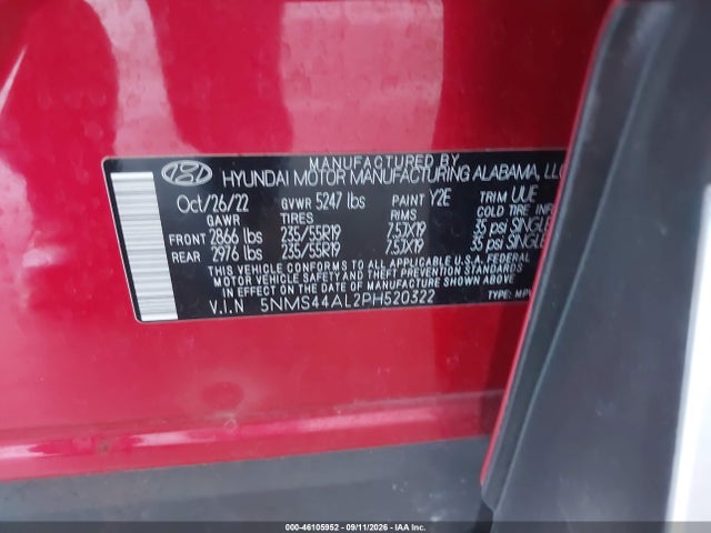 Hyundai Santa Fe Limited 2023 5NMS44AL2PH520322 Image 9