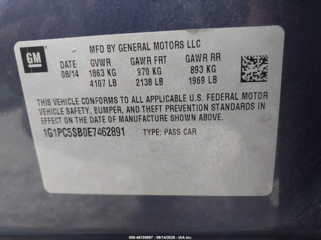 Chevrolet Cruze 1lt Auto 2014 1G1PC5SB0E7462891 Image 9